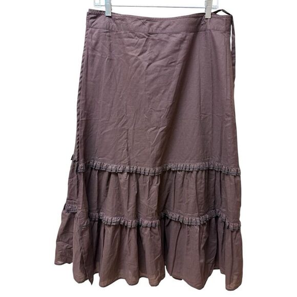 Tory Burch Dresses & Skirts - Tory Burch Brown Tiered Wrap Maxi Skirt Cotton Boho. 100% Cotton. Sz M/L